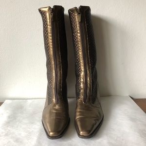 Italian Bronze Leather Zipper Boots